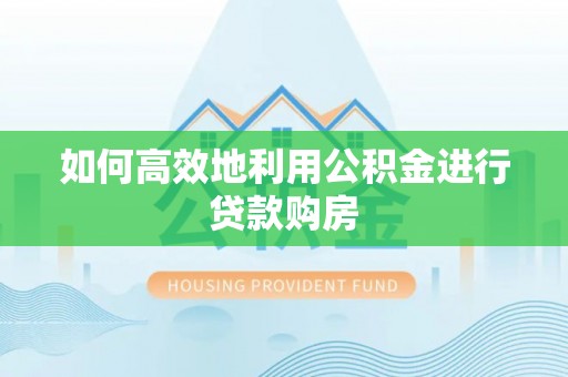 衡水如何高效地利用公积金进行贷款购房